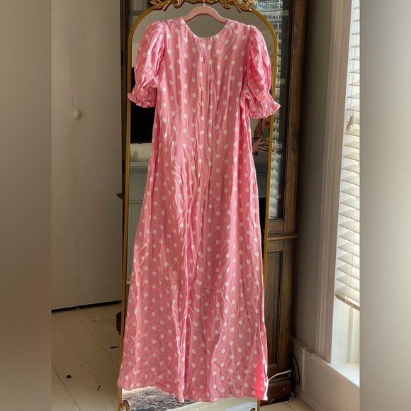 NWT SLEEPER Bella Pink and White Polka-Dot Midi Spring Dress - Picture 6 of 6